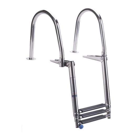 Badeleiter 3-stufig – Edelstahl A4, teleskopisch & klappbar mit Handlauf