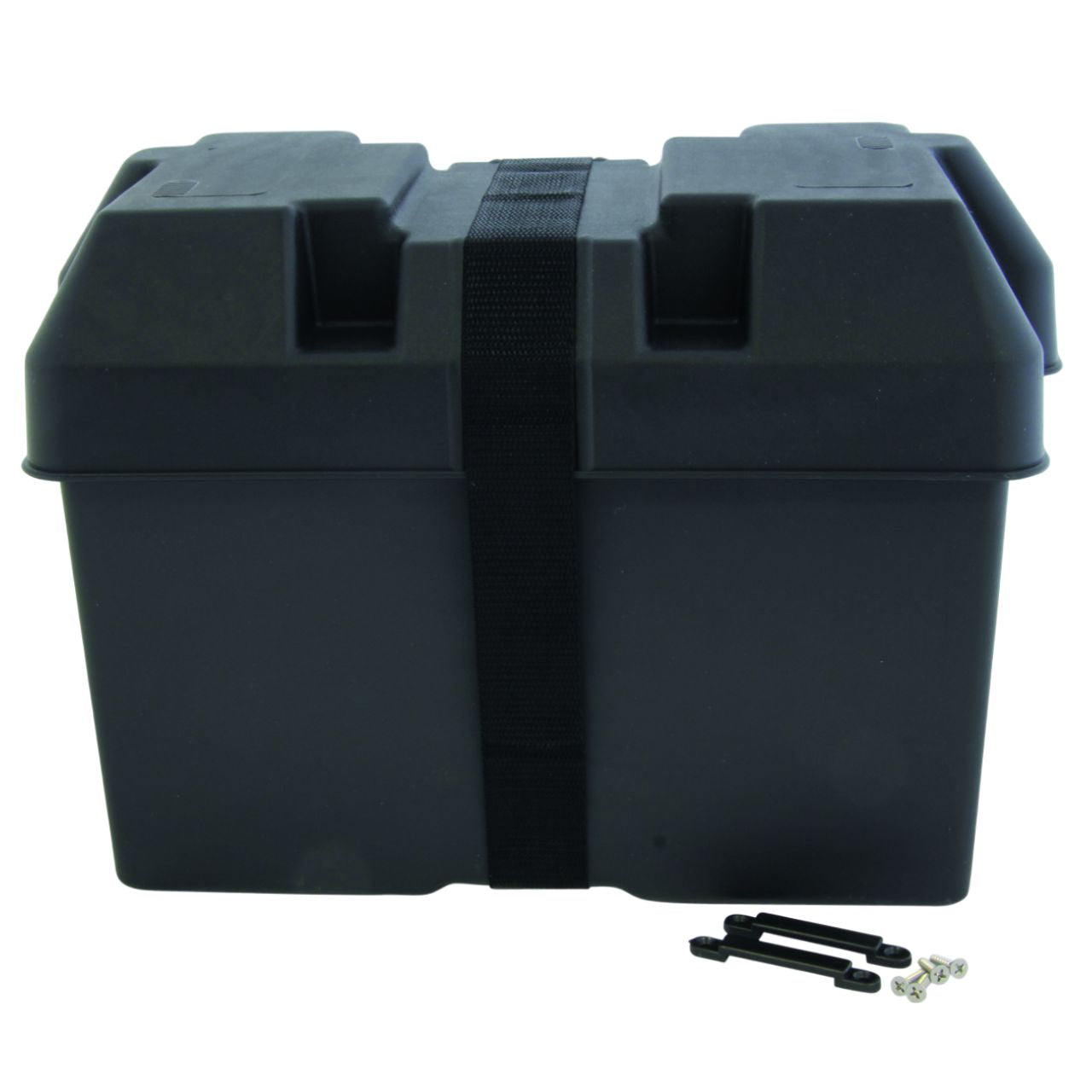 Batteriekasten aus robustem Polypropylen Kunststoff mit Befestigungsgurt ISO-10133 – in 4 Größen erhältlich