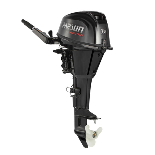 Parsun 15PS Benzin Außenborder F15ABM EFI Direkteinspritzer inkl. Ladespule 4-Takt / 2-Zylinder/ Handstart Pinnensteuerung