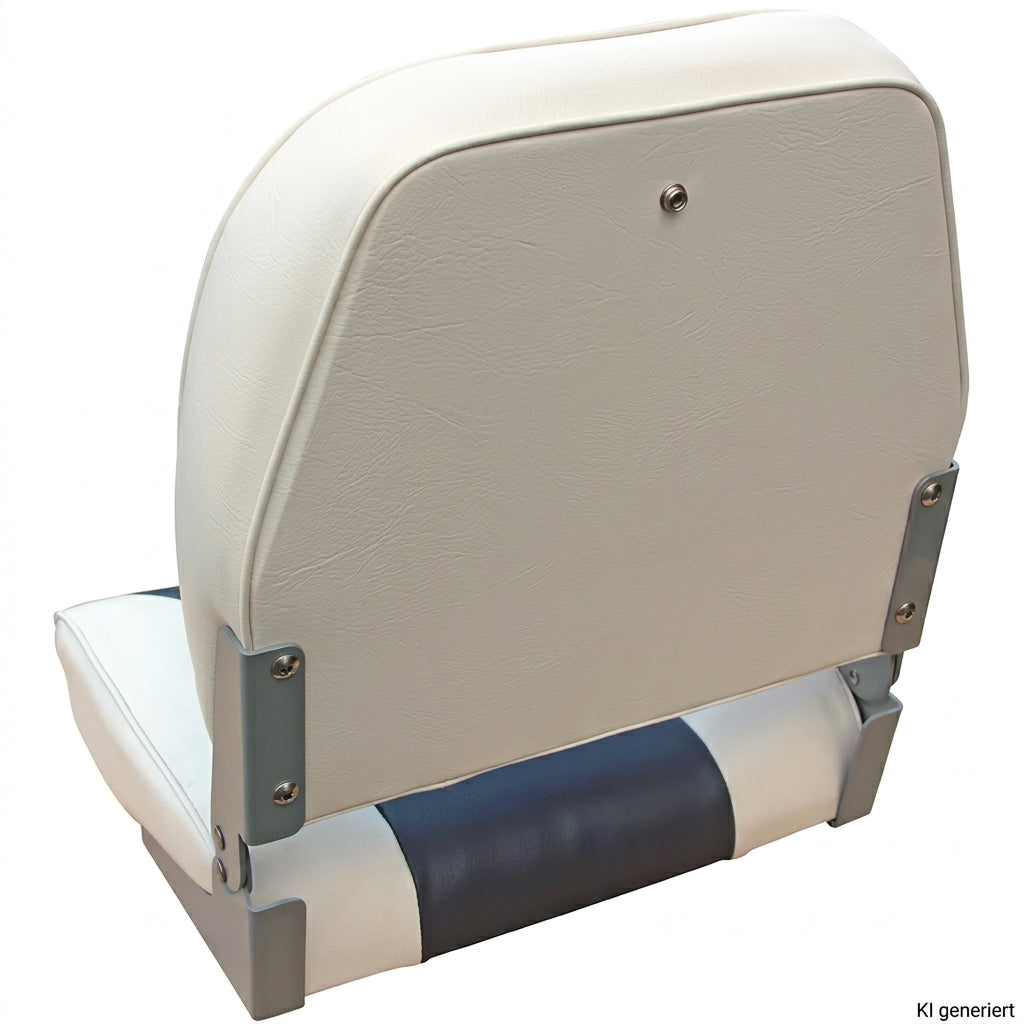 Bootssitz Klappsitz Miami weiß/anthrazit – gepolsterter Angelsitz, klappbar, 42,5 cm, 134 mm Lochabstand