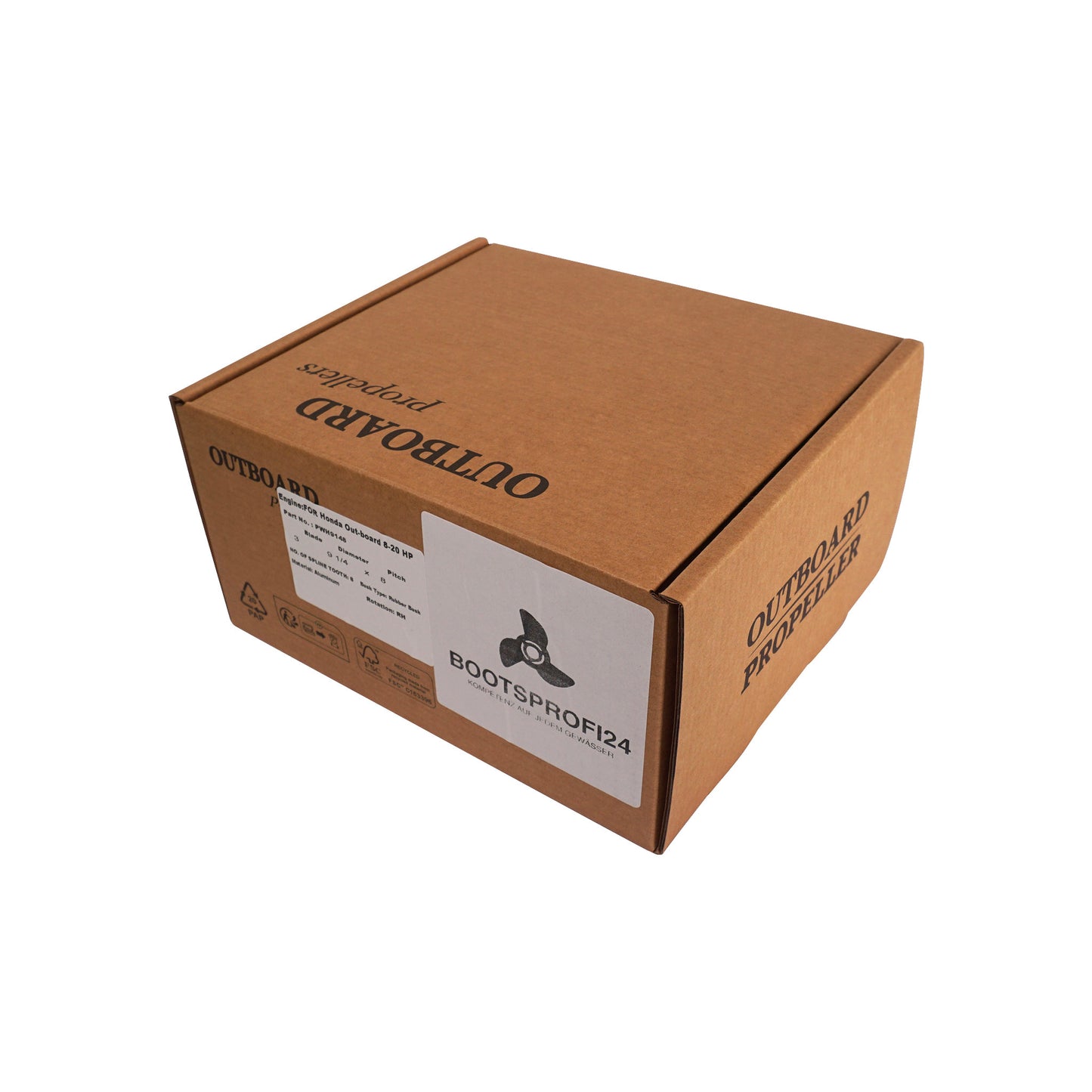 Propeller für Honda Außenborder 8 bis 20 PS, 9 1/4" Durchmesser, 8" Steigung, mit 8 Zähnen, Aluminium anthrazit/grau (Ersetzt Honda 58130-ZV4-703ZB)