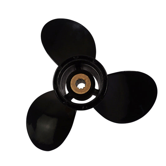Propeller für Suzuki Außenborder 8 - 20 PS, 9 1/4" Durchmesser, 12" Steigung, mit 10 Zähnen, Aluminium schwarz lackiert