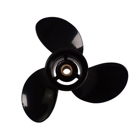 Propeller für Tohatsu Außenborder 9.9 bis 20PS, 9 1/4"Durchmesser, 9" Steigung, mit 14 Zähnen, Aluminum schwarz lackiert, (entspricht 362-64101-0)
