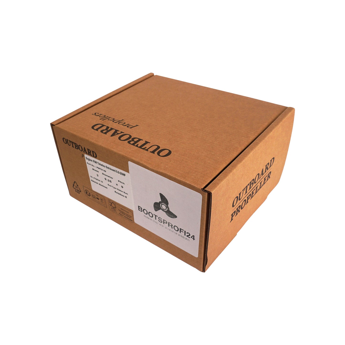 Propeller für Tohatsu Außenborder 9.9 bis 20PS, 9 1/4"Durchmesser, 9" Steigung, mit 14 Zähnen, Aluminum schwarz lackiert, (entspricht 362-64101-0)