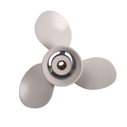 Propeller für Yamaha Außenborder 8 bis 20 PS, 9-1/4" Durchmesser, 12" Steigung, mit 8 Zähnen, Aluminium weiß lackiert (ersetzt 63V-45941-00-EL)