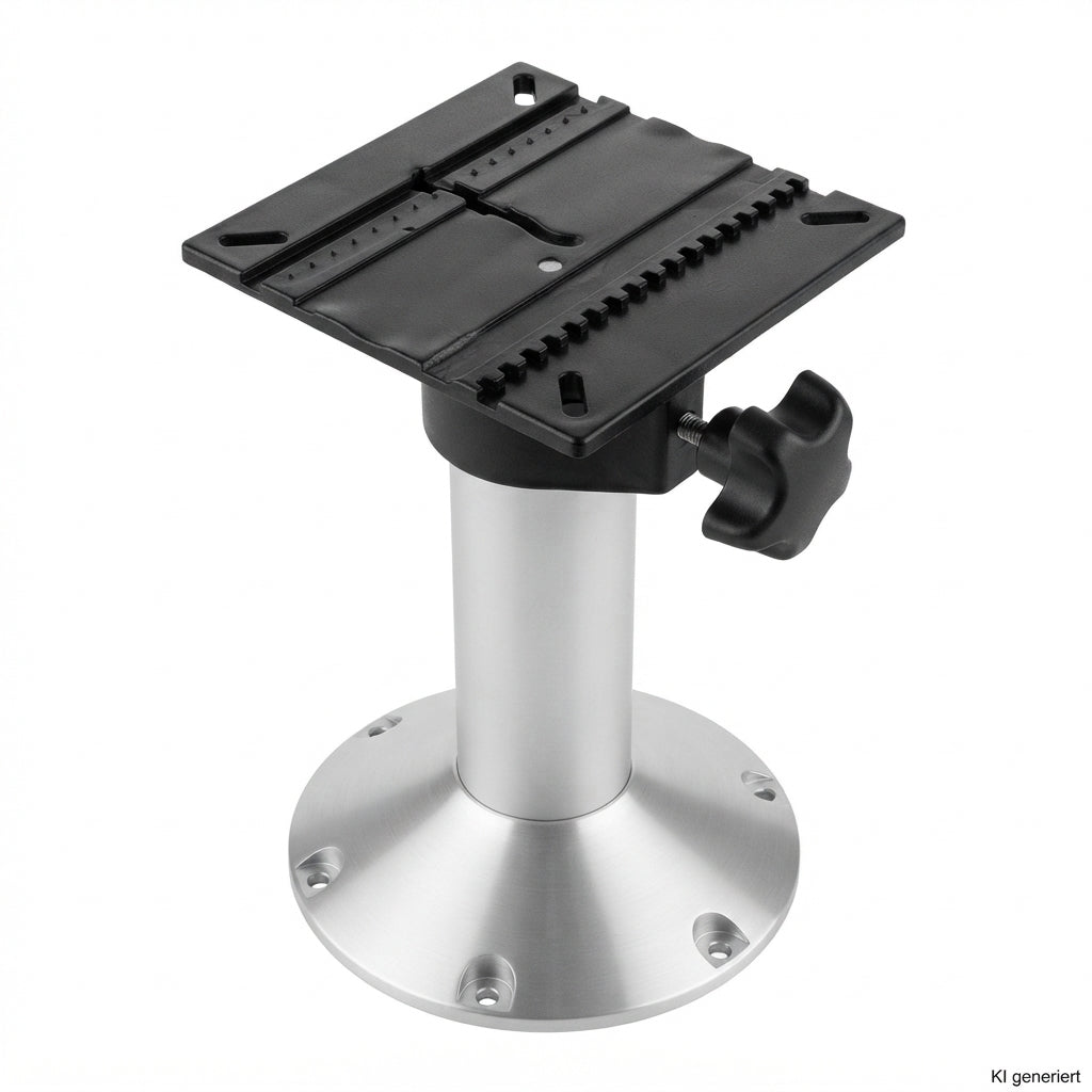 Sitzbein für Bootssitz 300 mm – drehbar & feststellbar, Aluminium, 225 mm Standfuß, passend für Klappsitze