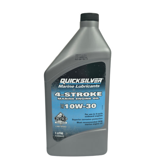 Quicksilver 10W-30 4-Takt Motoröl 1 Liter / Geeignet für alle 4-Takt-Schiffsmotoren / Mineralisches Hochleistungsöl