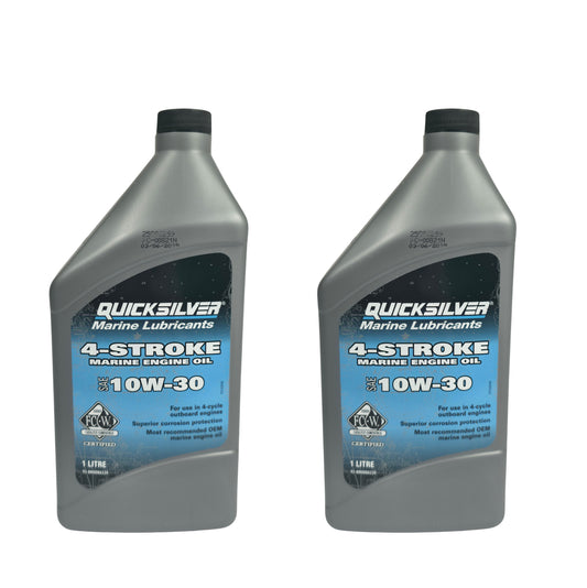 Quicksilver 10W-30 4-Takt Motoröl 2x 1 Liter / Geeignet für alle 4-Takt-Schiffsmotoren / Mineralisches Hochleistungsöl