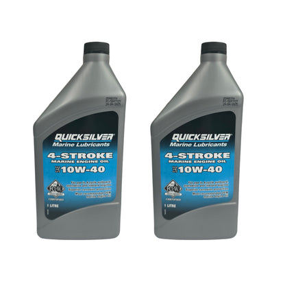 Quicksilver 10W-40 4-Takt Motoröl 2x 1 Liter / Geeignet für alle 4-Takt-Schiffsmotoren / Mineralisches Hochleistungsöl