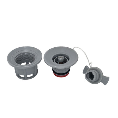 Setangebot 2x Schlauchbootventil HR-Ventil + Ventilschlüssel – Komplettset für Schlauchboote (8-Zahn, Grau)