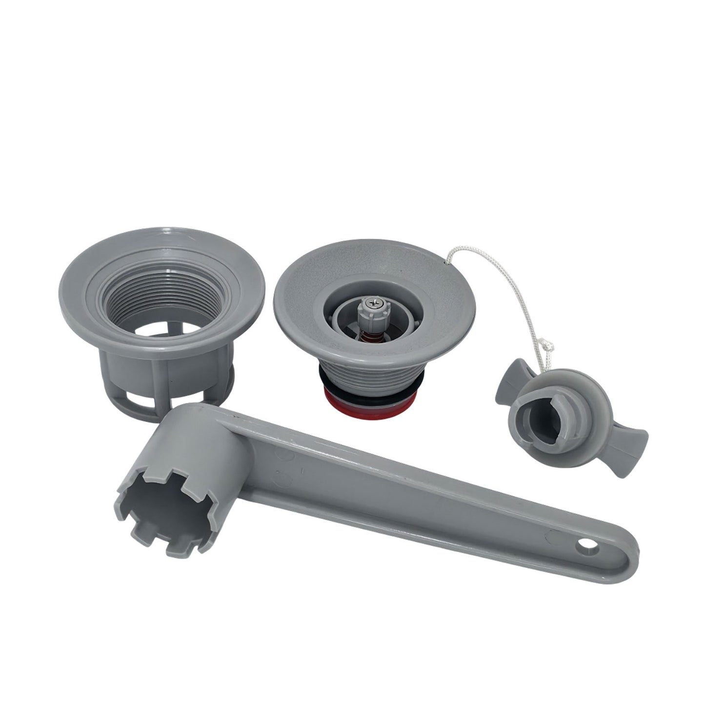 Setangebot 2x Schlauchbootventil HR-Ventil + Ventilschlüssel – Komplettset für Schlauchboote (8-Zahn, Grau)