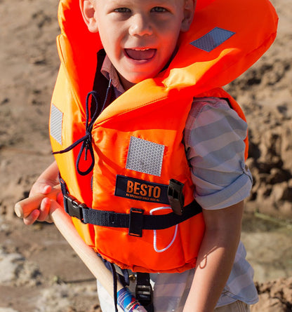 Rettungsweste Orange BESTO ECON– Feststoffweste für Wassersport & Freizeit / Für Babys - Kleinkinder ( 0-40kg)