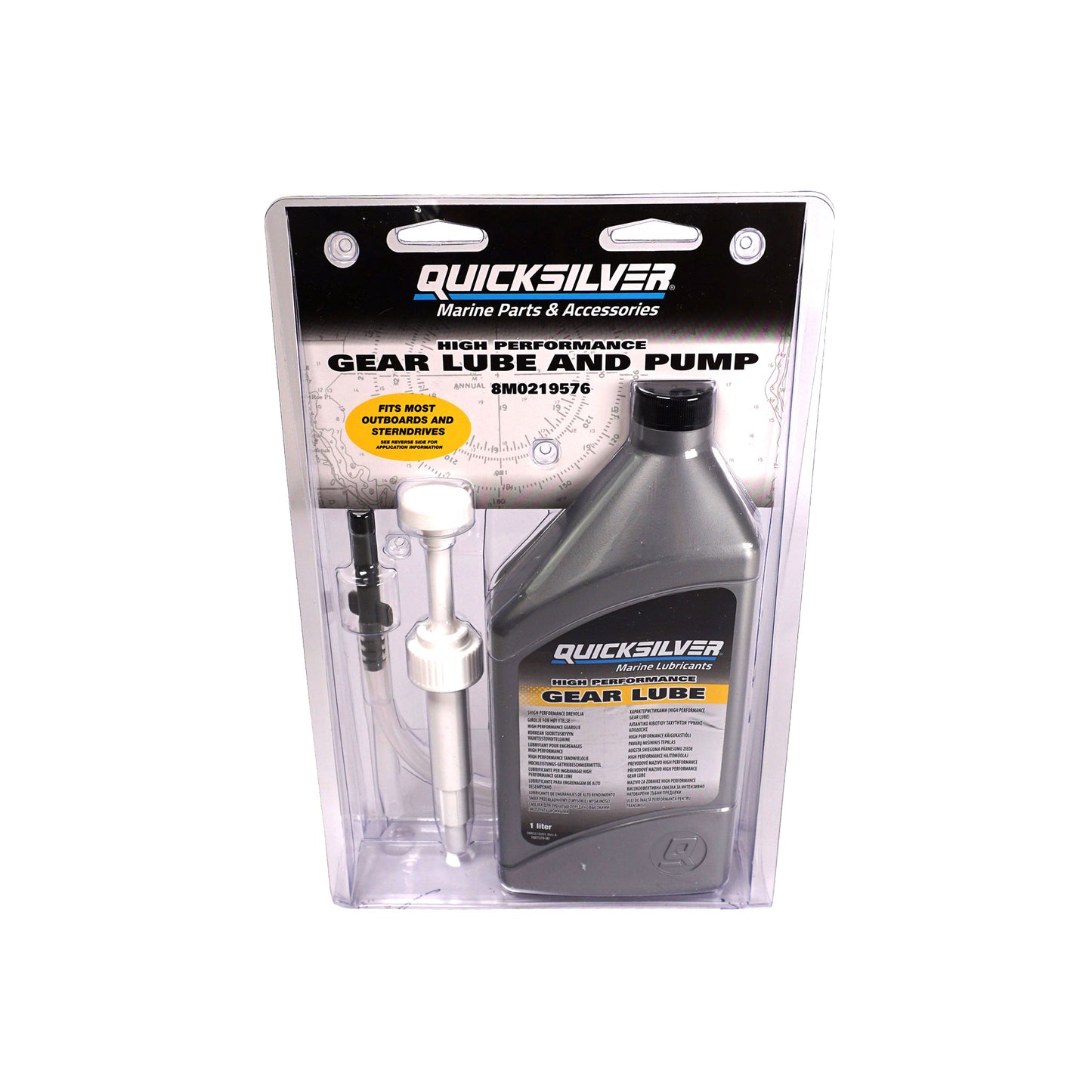 Quicksilver Hochleistungs-Getriebeöl Set SAE90 – 1 Liter mit Getriebeölpumpe | Premium Schutz für Außenborder & Heckantriebe
