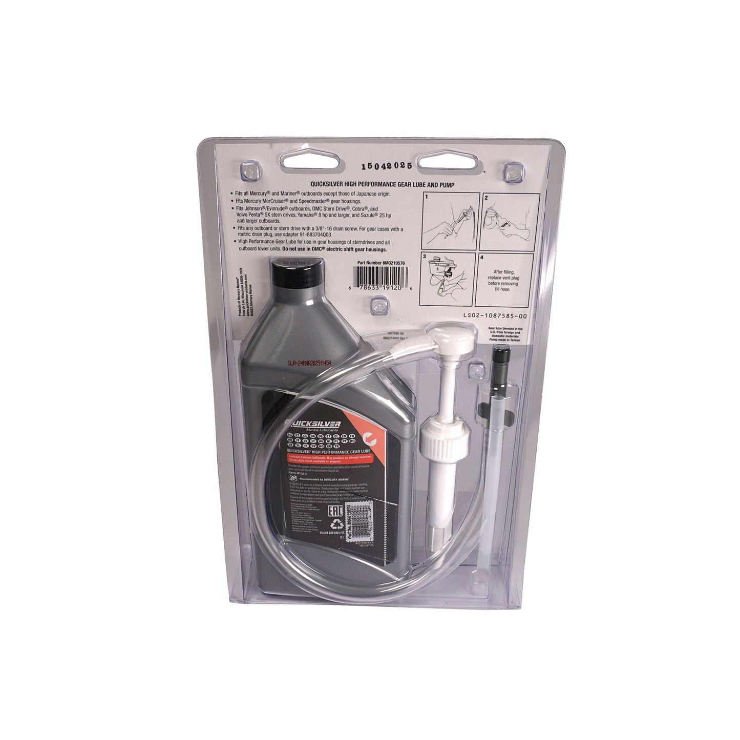 Quicksilver Hochleistungs-Getriebeöl Set SAE90 – 1 Liter mit Getriebeölpumpe | Premium Schutz für Außenborder & Heckantriebe