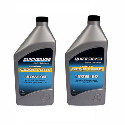 Quicksilver Hochleistungs-Getriebeschmiermittel Getriebeöl SAE80W-90 – 2x 1 Liter | Premium Schutz für Außenborder & Heckantriebebis 75PS
