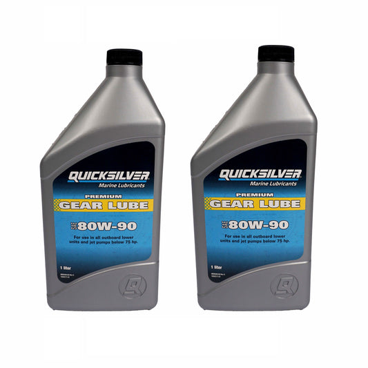 Quicksilver Hochleistungs-Getriebeschmiermittel Getriebeöl SAE80W-90 – 2x 1 Liter | Premium Schutz für Außenborder & Heckantriebebis 75PS