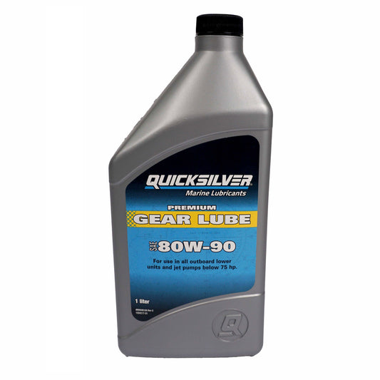 Quicksilver Hochleistungs-Getriebeschmiermittel Getriebeöl SAE80W-90 – 2x 1 Liter mit Getriebeölpumpe | Premium Schutz für Außenborder & Heckantriebe bis 75PS