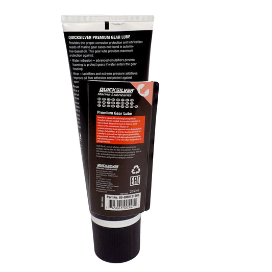 Quicksilver Hochleistungs-Getriebeschmiermittel Getriebeöl SAE80W-90 –2x  237 ml Tube | Premium Schutz für Außenborder & Heckantriebe bis 75PS