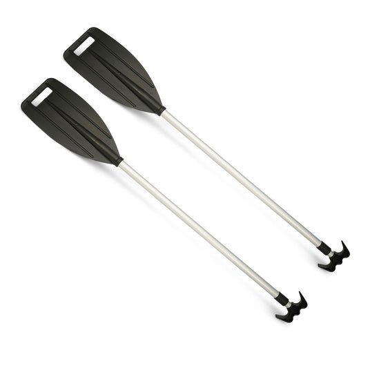 2 Stück Stechpaddel Bootspaddel mit Bootshaken teleskopisch 2-in-1 ausziehbar 114-183cm