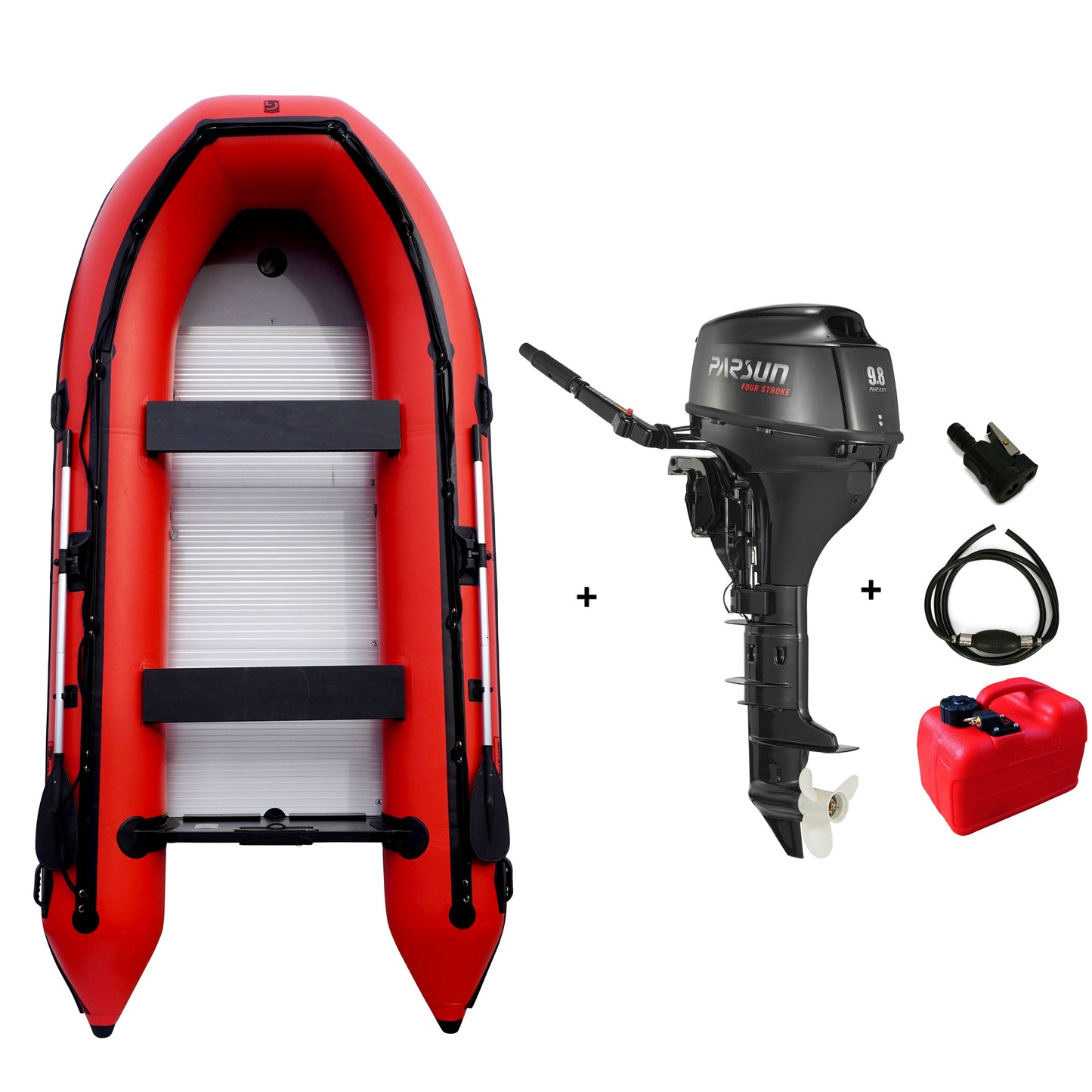 Schlauchboot mit Motor: Parsun F9.8BMS Kurzschaft mit Goldenship GS360 Schlauchboot Aluboden
