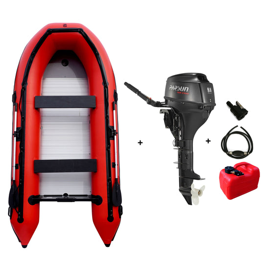 Schlauchboot mit Motor: Parsun F9.8BMS Kurzschaft mit Goldenship GS360 Schlauchboot Aluboden