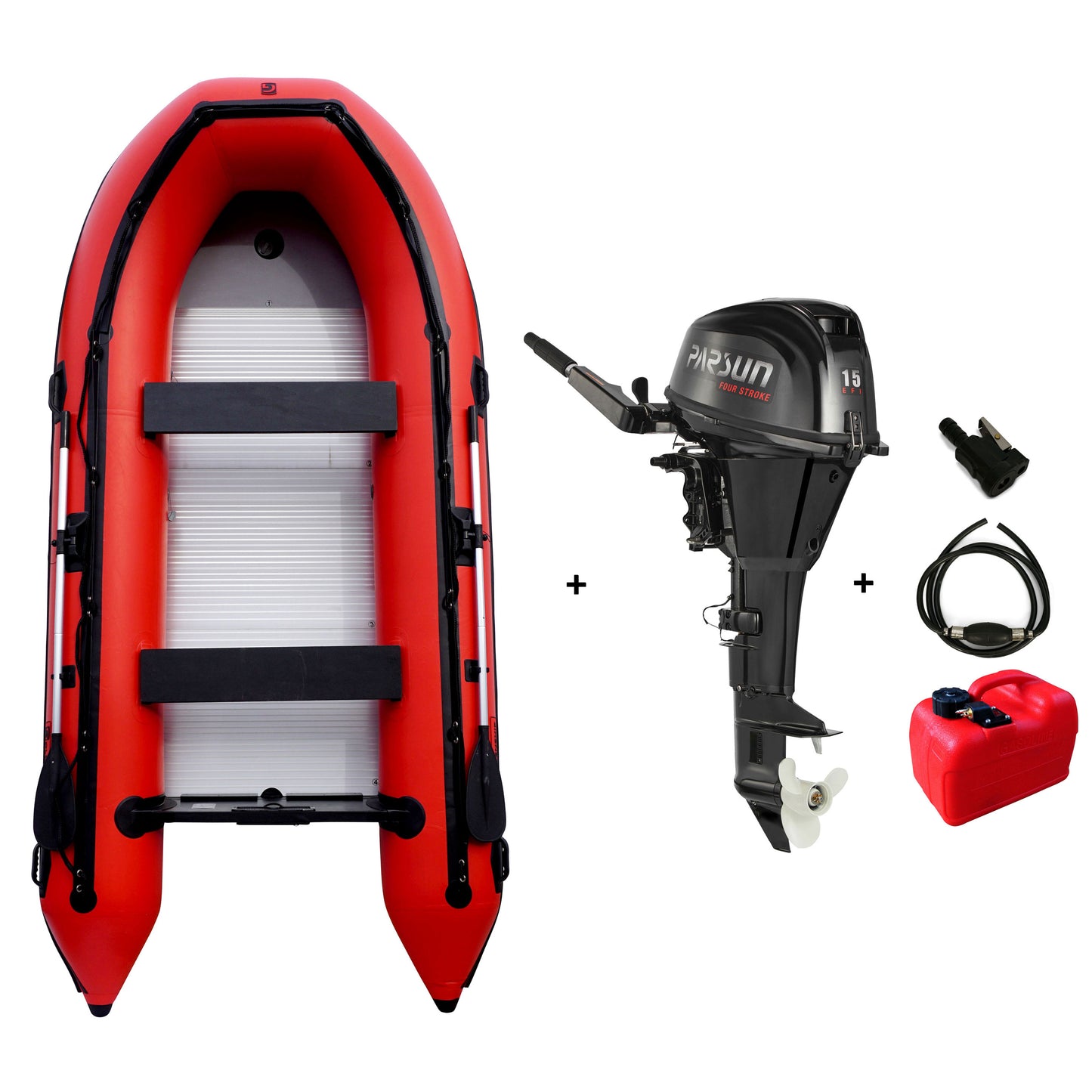 Schlauchboot mit Motor: Parsun F15ABMS-EFI Kurzschaft mit Goldenship GS420 Schlauchboot Aluboden