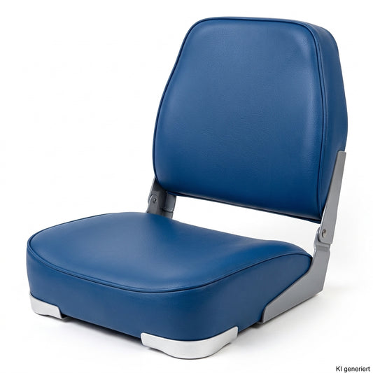 Bootssitz Klappsitz Ancona blau gepolstert – 41 cm, klappbar, mit Aluminiumscharnieren & Kunststoffboden