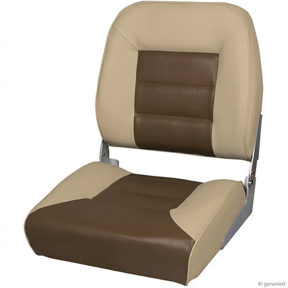 Bootssitz Klappsitz Miami sand/braun– gepolsterter Angelsitz, klappbar, 42,5 cm, 134 mm Lochabstand