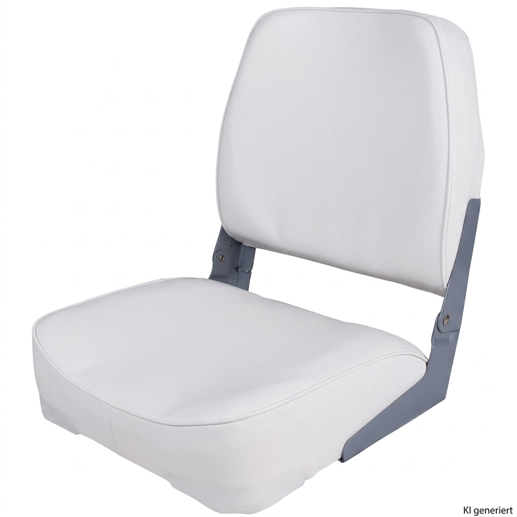 Bootssitz Klappsitz Ancona weiß gepolstert – 41 cm, klappbar, mit Aluminiumscharnieren & Kunststoffboden