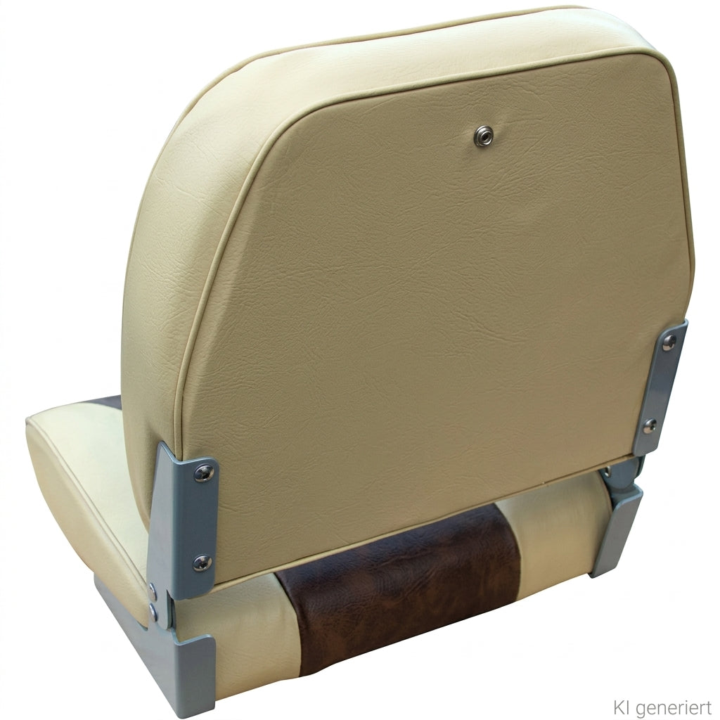 Bootssitz Klappsitz Miami sand/braun– gepolsterter Angelsitz, klappbar, 42,5 cm, 134 mm Lochabstand