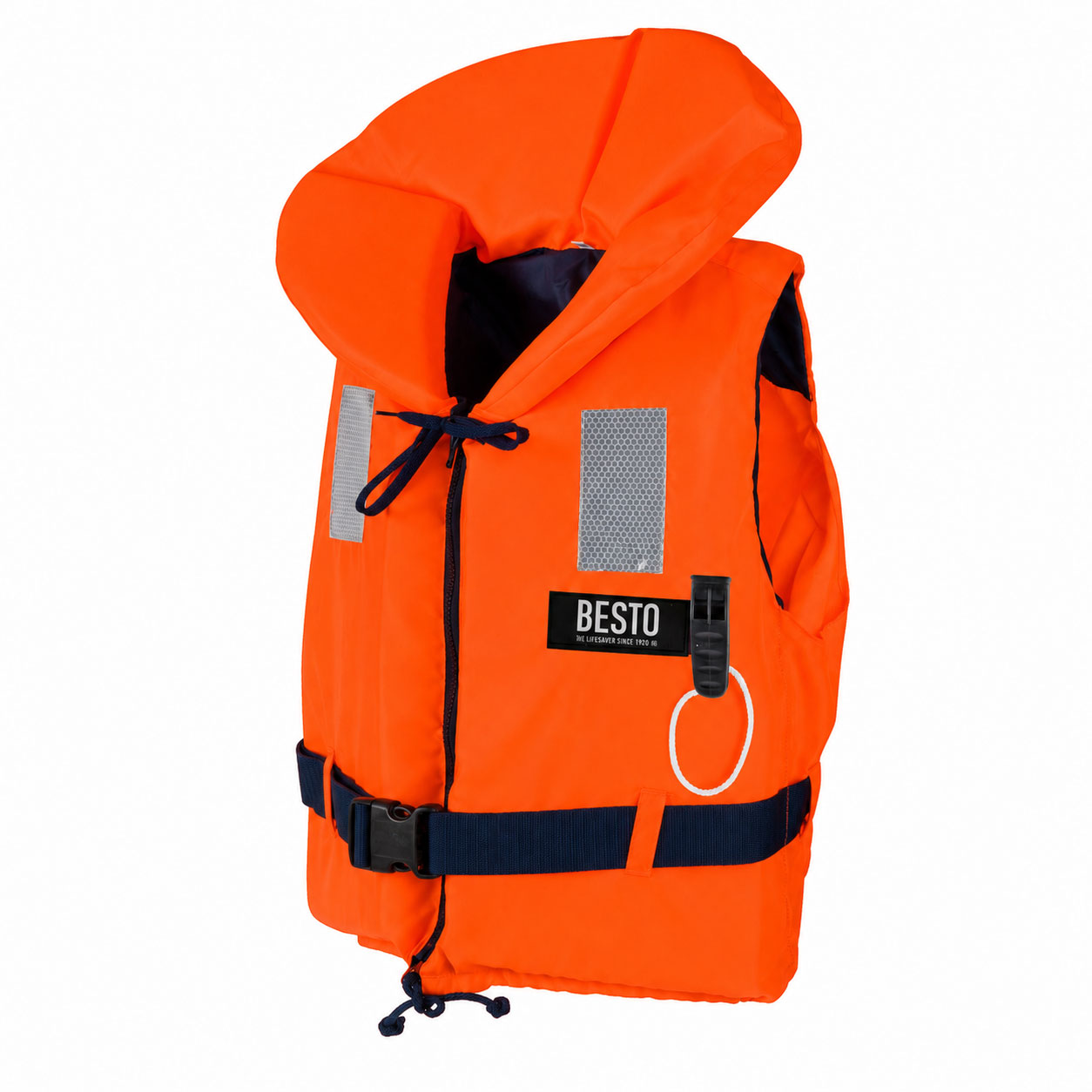 Rettungsweste Orange BESTO ECON – 100N / Signalfarbe ISO EN 20471 / Größen S-XL / verstellbarer Gurt mit Nexus-Steckschnallen