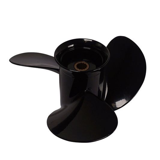 Propeller für Tohatsu Außenborder  9.9 bis 20PS, 9 1/4"Durchmesser, 10" Steigung, mit 14 Zähnen, Aluminum schwarz lackiert, (entspricht 362-64108-0)