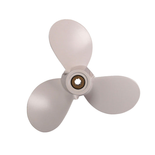 Propeller für Yamaha Außenborder 4 bis 6 PS, 7 1/2" Durchmesser, 7" Steigung, mit 9 Zähnen, Aluminium weiß lackiert (ersetzt 6L5-45943-01-EL)