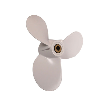 Propeller für Yamaha Außenborder 4 bis 6 PS, 7 1/2" Durchmesser, 7" Steigung, mit 9 Zähnen, Aluminium weiß lackiert (ersetzt 6L5-45943-01-EL)