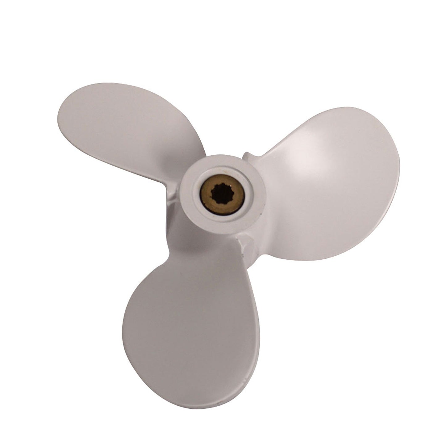 Propeller für Yamaha Außenborder 4 bis 6 PS, 7 1/2" Durchmesser, 8" Steigung, mit 9 Zähnen, Aluminium weiß lackiert (ersetzt 6L5-45941-01-EL)
