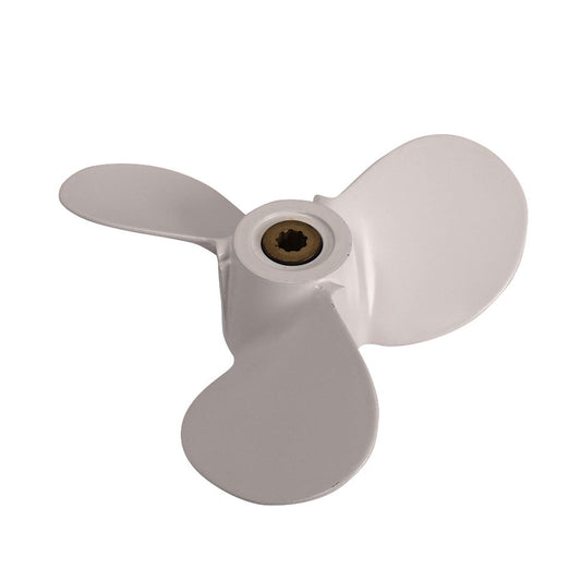 Propeller für Yamaha Außenborder 4 bis 6 PS, 7 1/2" Durchmesser, 8" Steigung, mit 9 Zähnen, Aluminium weiß lackiert (ersetzt 6L5-45941-01-EL)