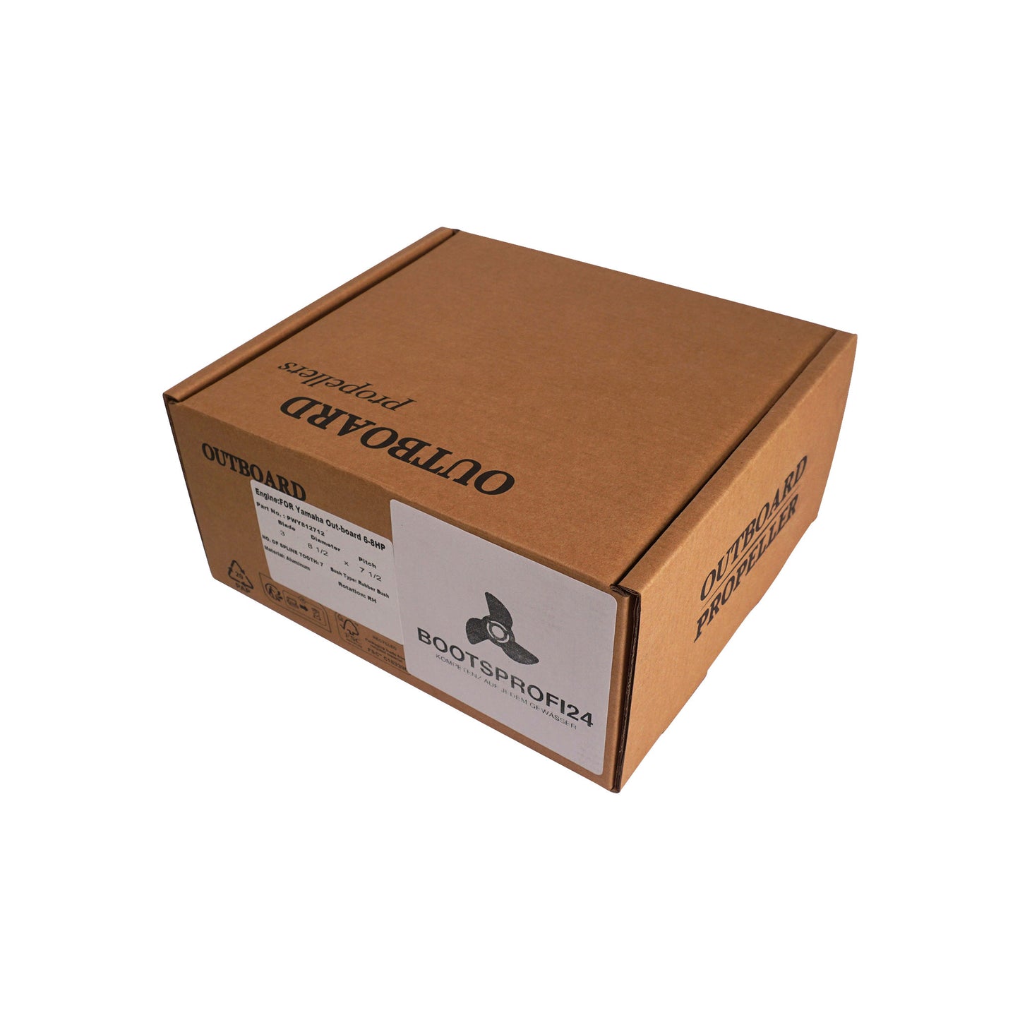 Propeller für Yamaha Außenborder 6 bis 8 PS, 8-1/2" Durchmesser, 7-1/2" Steigung, mit 7 Zähnen, Aluminium weiß lackiert (ersetzt 6G1-45943-00-EL)