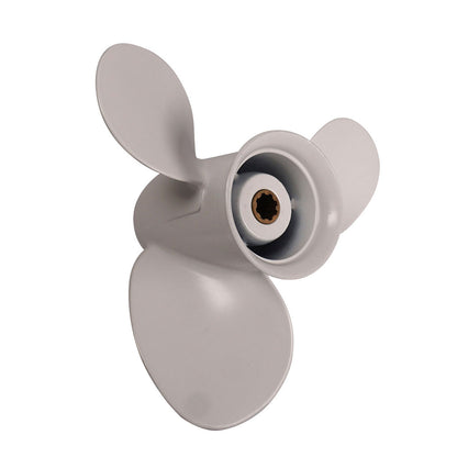 Propeller für Yamaha Außenborder 8 bis 20 PS, 9-1/4" Durchmesser, 10" Steigung, mit 8 Zähnen, Aluminium weiß lackiert (ersetzt 63V-45945-00-EL)