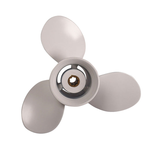 Propeller für Yamaha Außenborder 8 bis 20 PS, 9-1/4" Durchmesser, 11" Steigung, mit 8 Zähnen, Aluminium weiß lackiert (ersetzt 63V-45943-00-EL)