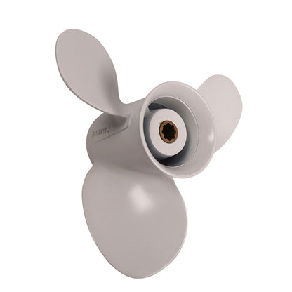 Propeller für Yamaha Außenborder 8 bis 20 PS, 9-1/4" Durchmesser, 11" Steigung, mit 8 Zähnen, Aluminium weiß lackiert (ersetzt 63V-45943-00-EL)