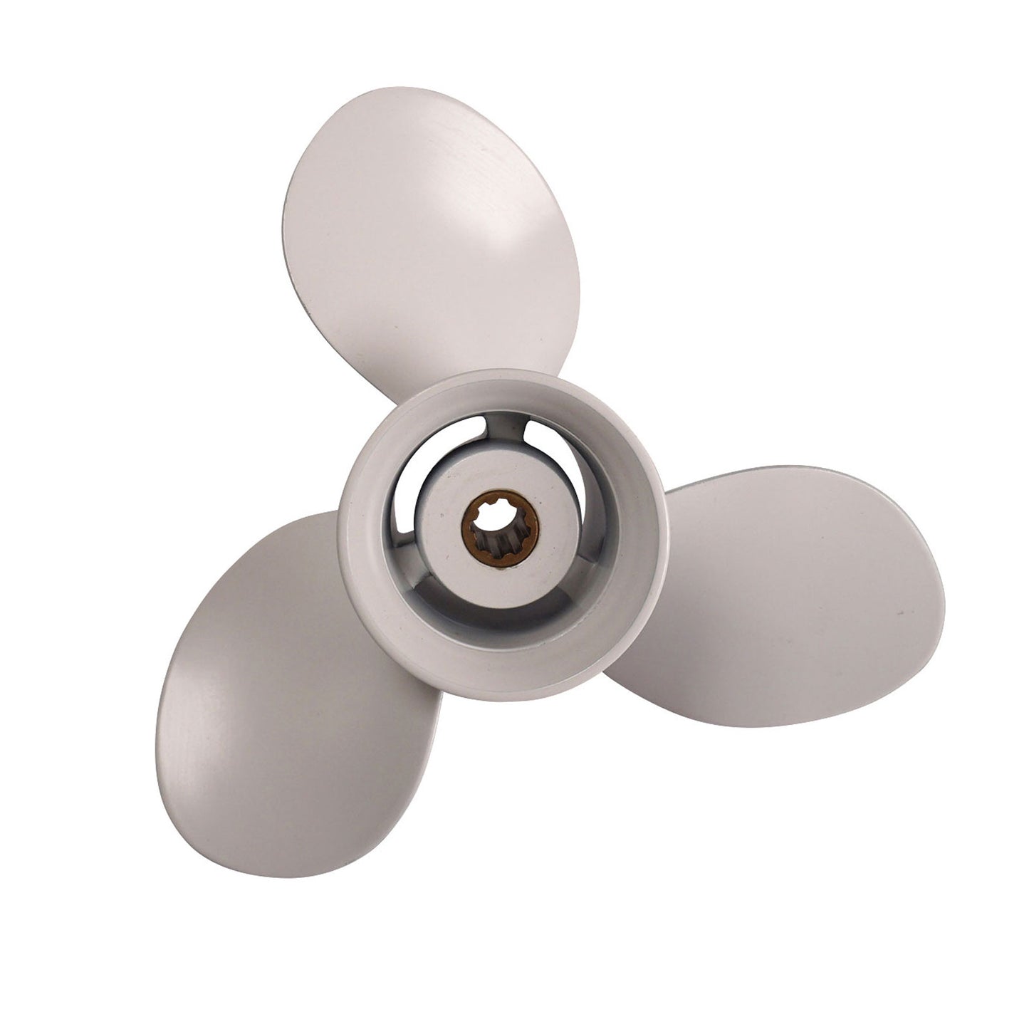 Propeller für Yamaha Außenborder 8 bis 20 PS, 9-1/4" Durchmesser, 12" Steigung, mit 8 Zähnen, Aluminium weiß lackiert (ersetzt 63V-45941-00-EL)