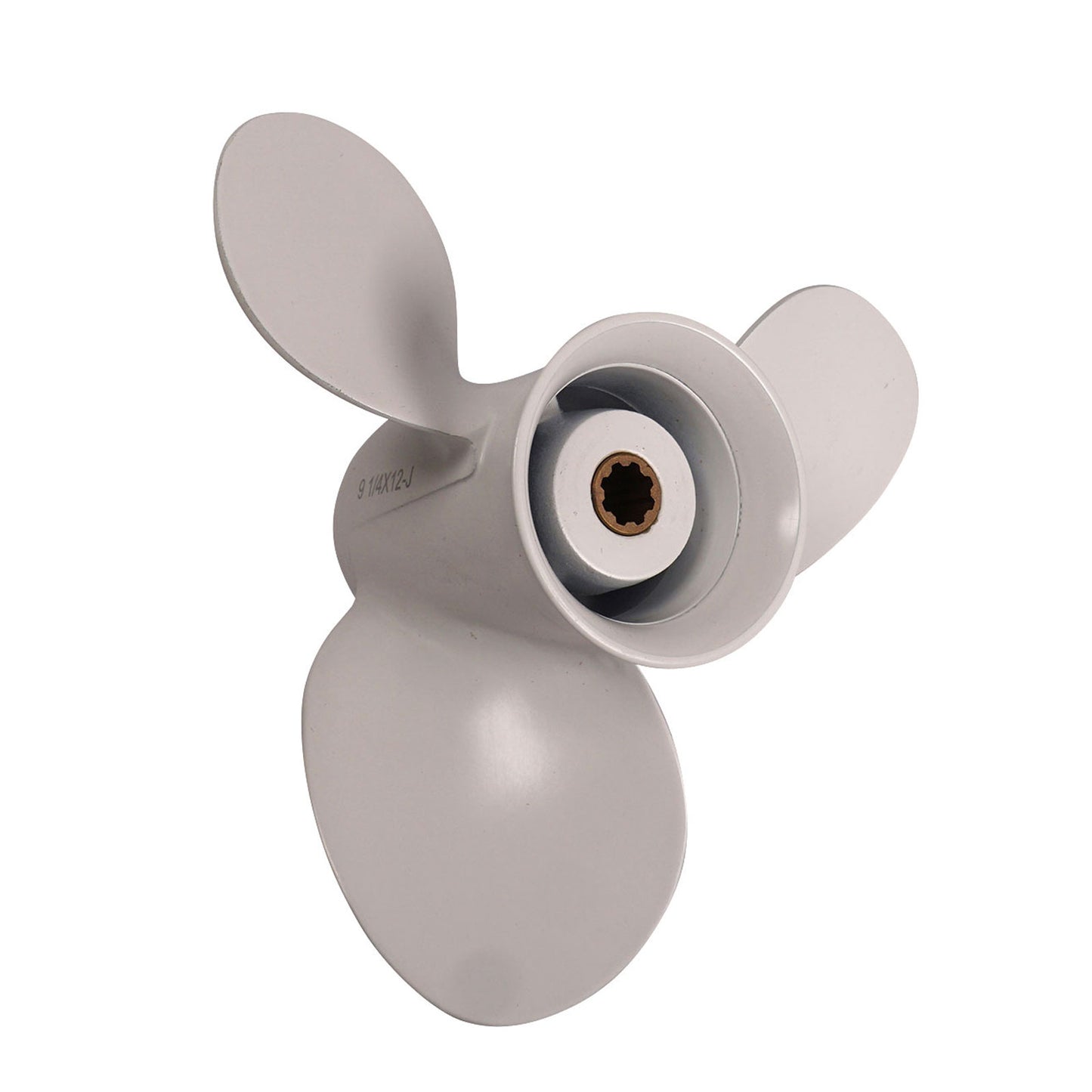 Propeller für Yamaha Außenborder 8 bis 20 PS, 9-1/4" Durchmesser, 12" Steigung, mit 8 Zähnen, Aluminium weiß lackiert (ersetzt 63V-45941-00-EL)