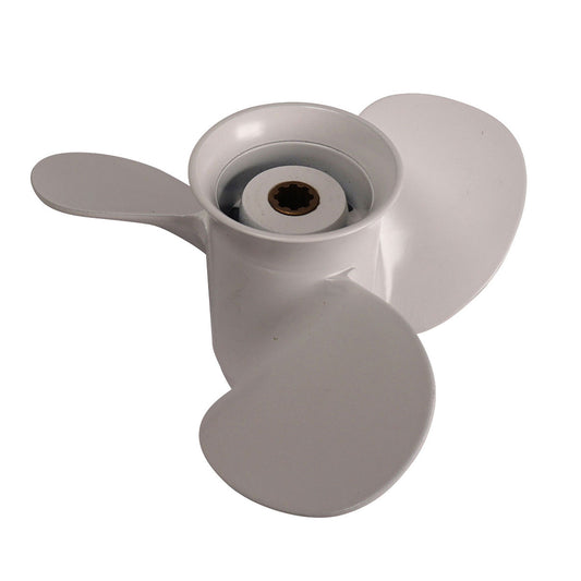Propeller für Yamaha Außenborder 8 bis 20 PS, 9-1/4" Durchmesser, 12" Steigung, mit 8 Zähnen, Aluminium weiß lackiert (ersetzt 63V-45941-00-EL)