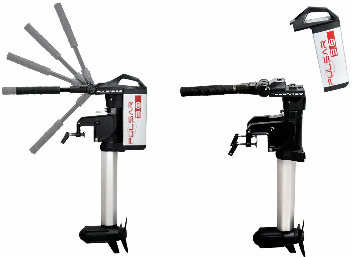 PULSAR 3.0 Elektro-Außenborder – 1030W / 110 LBS / LiPo-Akku 29,6V / 30Ah / 900Wh – Kurzschaft und Langschaft