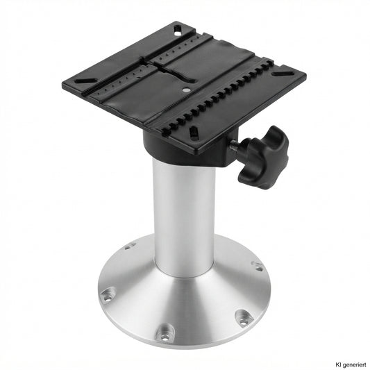 Sitzbein für Bootssitz 300 mm – drehbar & feststellbar, Aluminium, 225 mm Standfuß, passend für Klappsitze