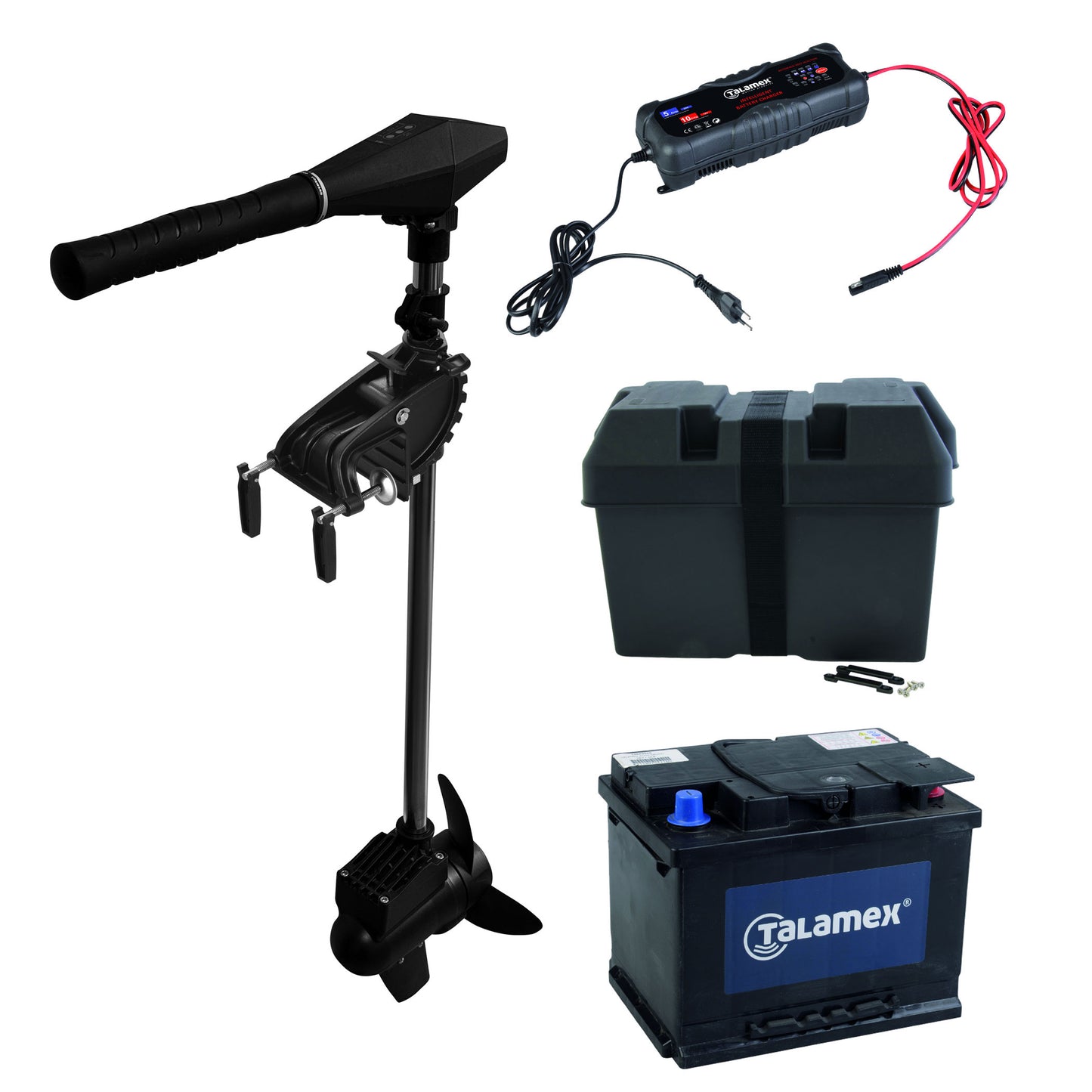 Elektromotor X150 Bürstenlos Komplettset Elektroaussenborder für Boote – inklusive Batterie, Ladegerät und Batteriebox