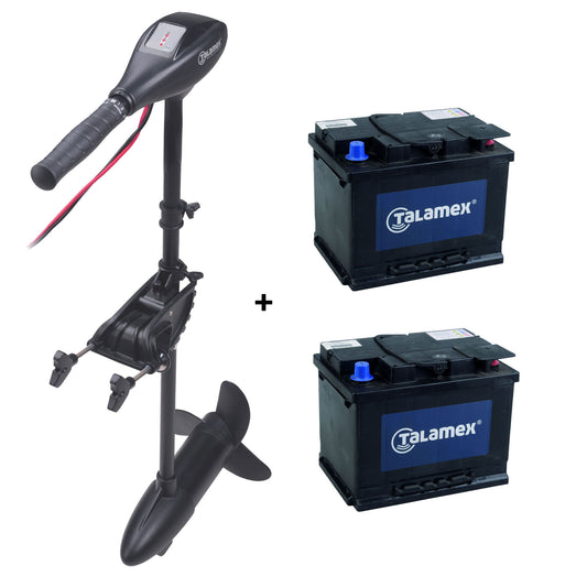 Talamex Elektroaußenborder Set TM86 24V für Schlauchboote – inklusive 2x 12V 100Ah Batterie