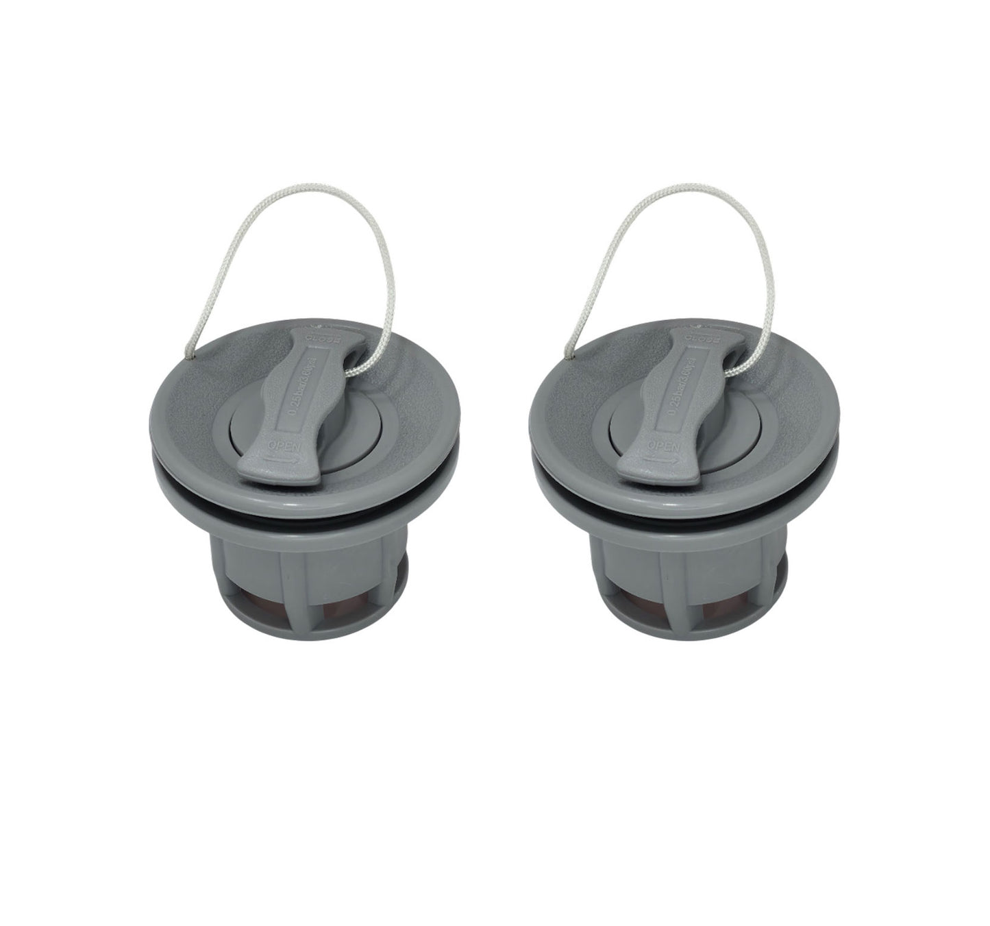 Halkey Roberts Schlauchbootventil – komplett mit Unterteil & Oberteil 2 Stück (8-Zahn Aufnahme, Grau)