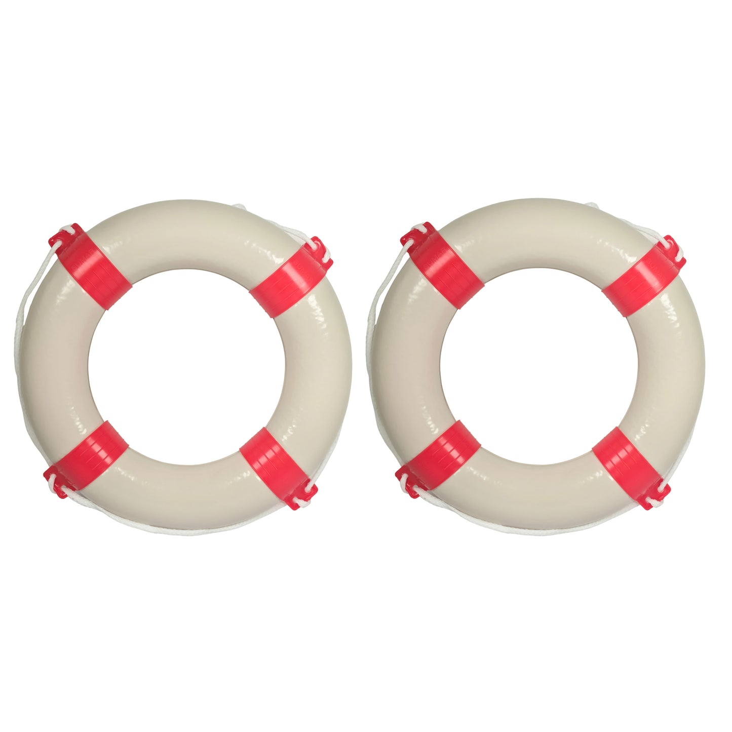 2er Set Rettungsring rot/weiß mit Sicherheitsleine 57cm Durchmesser – Robust und Zuverlässig