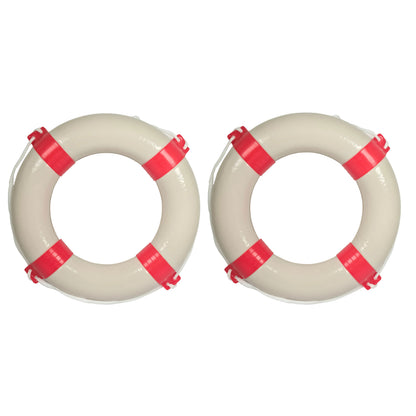 2er Set Rettungsring rot/weiß mit Sicherheitsleine 57cm Durchmesser – Robust und Zuverlässig